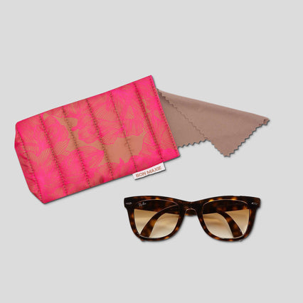 Easy - Squeezy Glasses Case - Neon Pink/Tan Floral Glasses Case