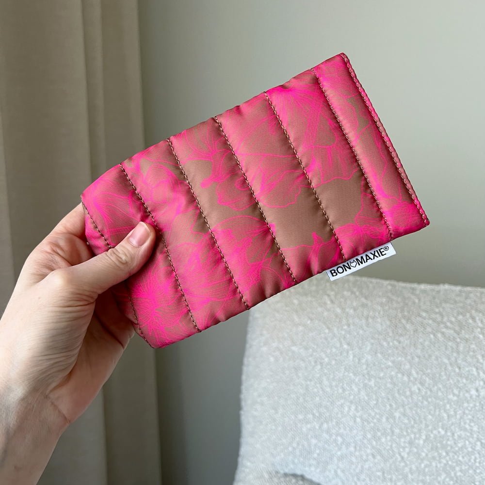 Easy - Squeezy Glasses Case - Neon Pink/Tan Floral Glasses Case