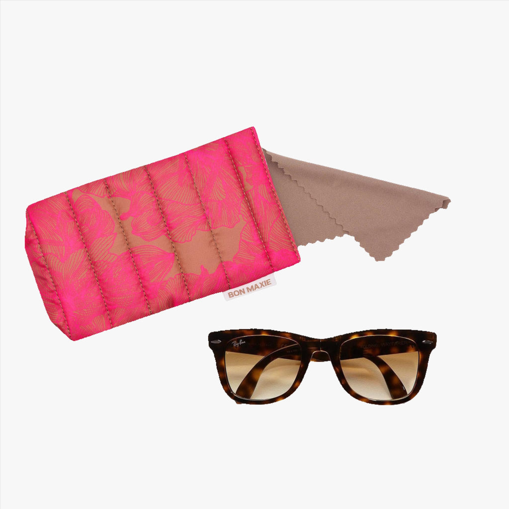 Easy-Squeezy Glasses Case - Neon Pink/Tan Floral