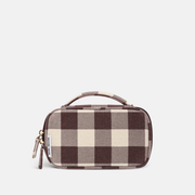 Handy Handle Case in signature coated canvas -- Chocolate Gingham