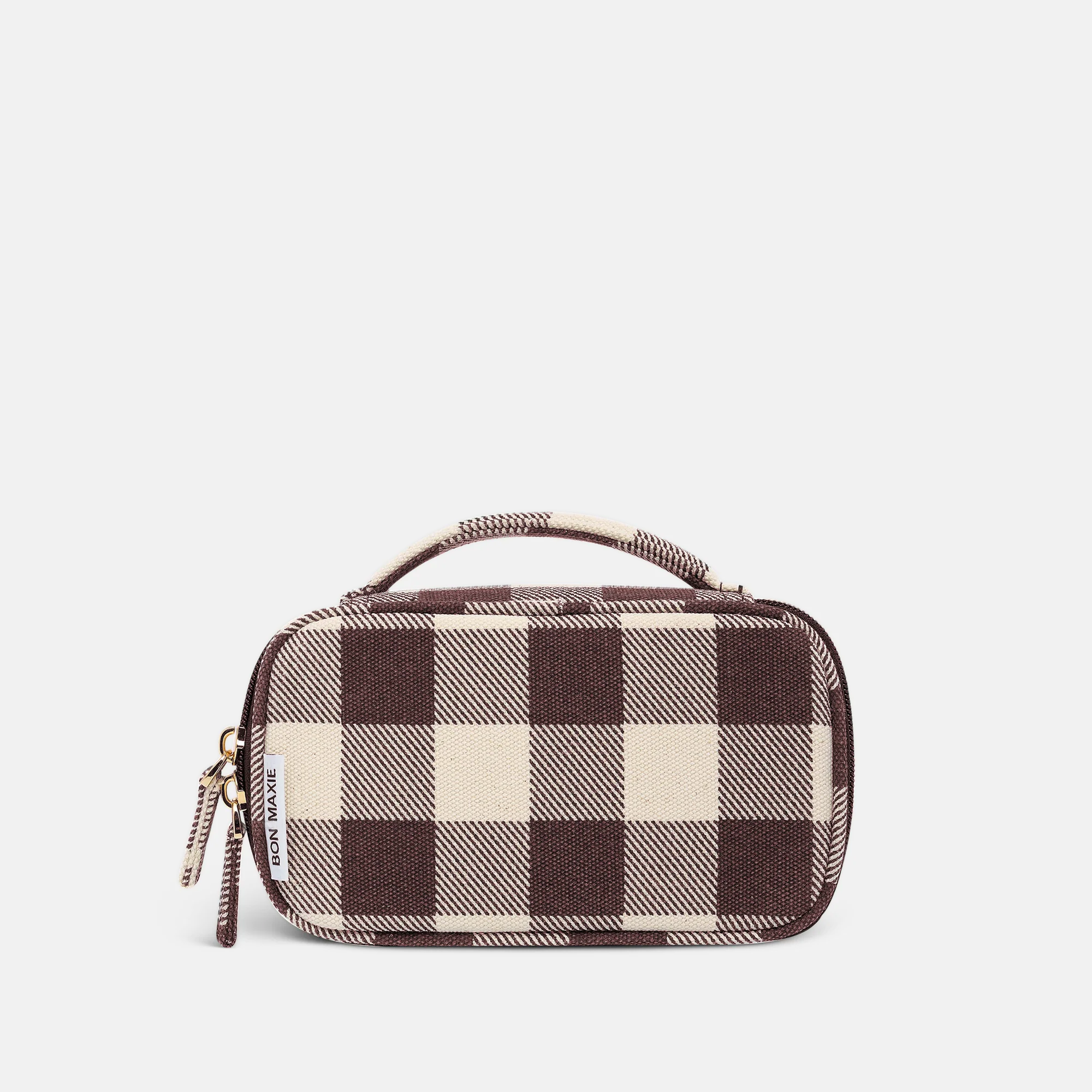 Handy Handle Case in signature coated canvas -- Chocolate Gingham
