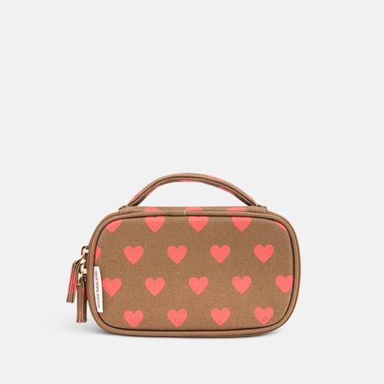 Handy Handle Case in signature coated canvas -- Orange Hearts