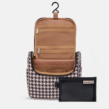 Hanging Toiletry Bag + Pouch Set with 15 pockets - Houndstooth