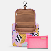 Hanging Toiletry Bag + Pouch Set with 15 pockets -- Eye Love Purple