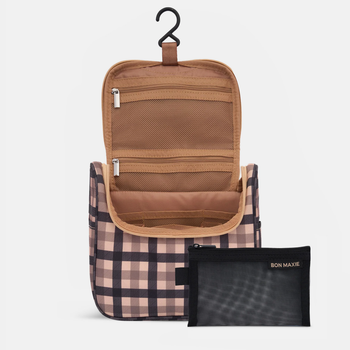 Hanging Travel Toiletry Bag + Pouch Set - Tartan