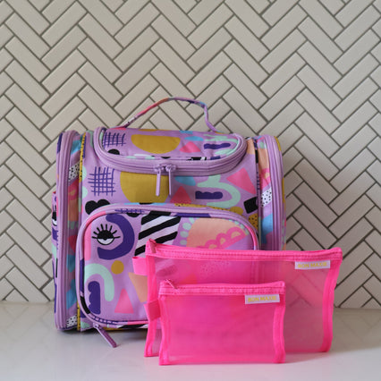 Mega Hanging Toiletry Bag + Day Pouch + Pouch Duo - Eye Love Purple