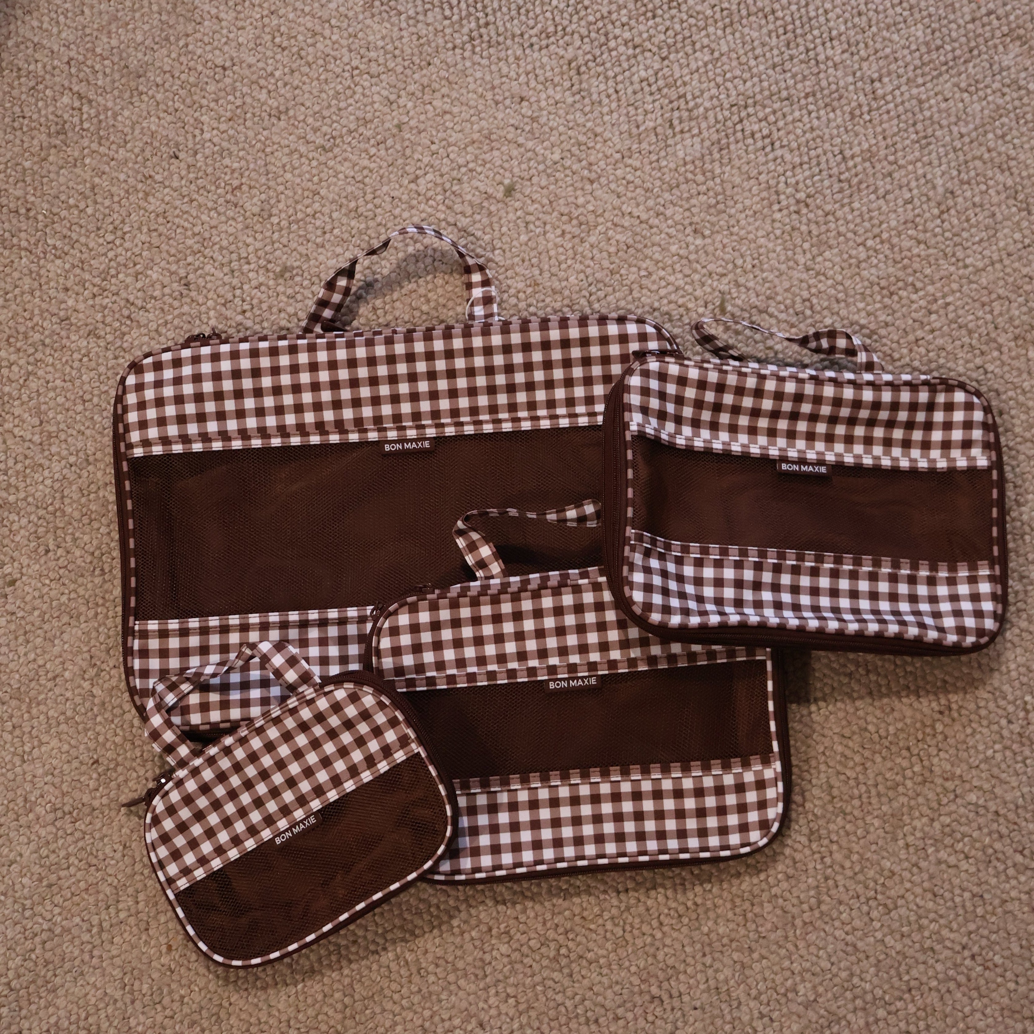 Space-Saving Compression Packing Cube Set - Chocolate Gingham