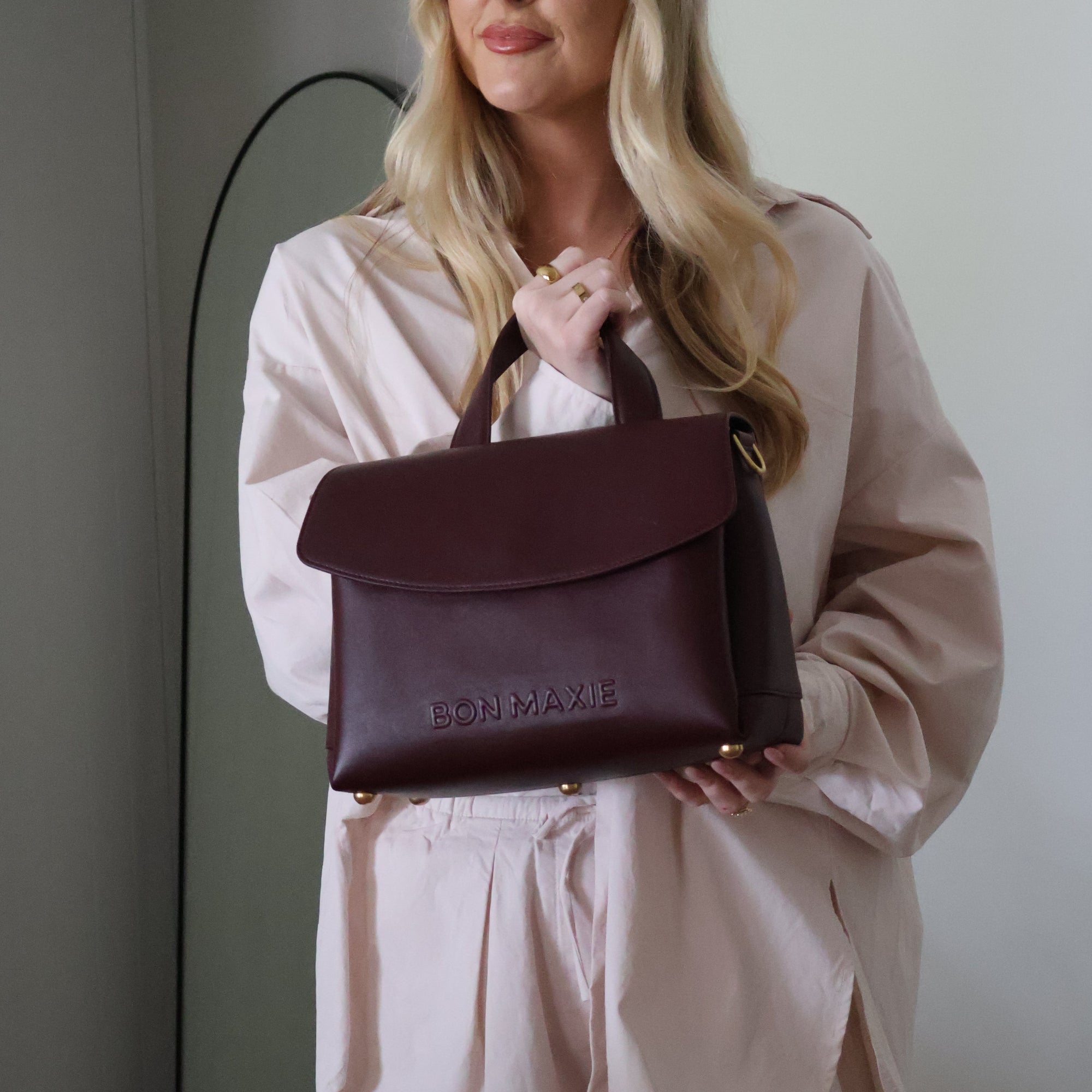 Tryhard Top Handle + Crossbody Bag - Nappa Leather -- Burgundy