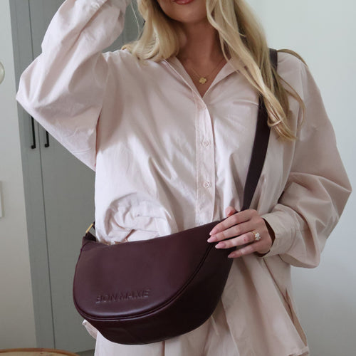 Slouchy Crescent Crossbody Bag - Nappa Leather - Burgundy