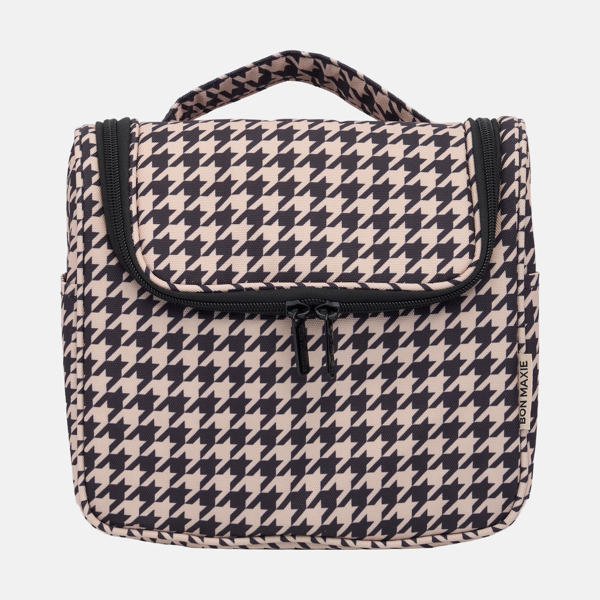 Hanging Toiletry Bag + Pouch Set with 15 pockets - Houndstooth