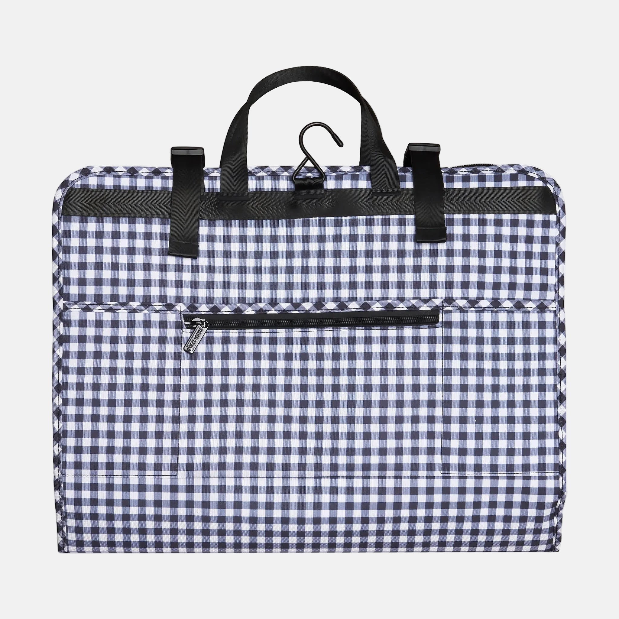 Multi-Pocket Hanging Packing Cube with compression - Black Gingham