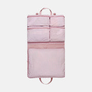 Multi-Pocket Hanging Packing Cube with compression - Milk Tea Gingham