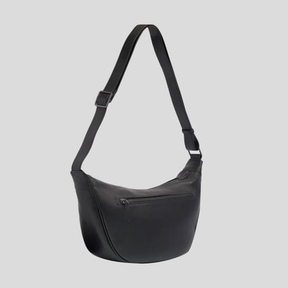 Slouchy Leather Crescent Bag -- Black