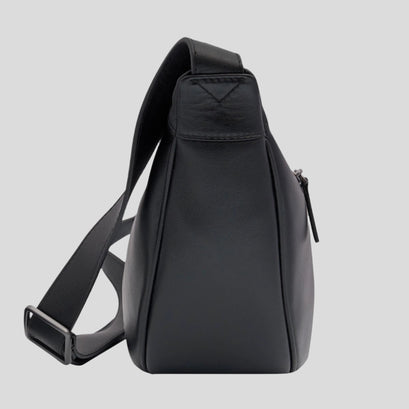 Slouchy Leather Crescent Bag -- Black