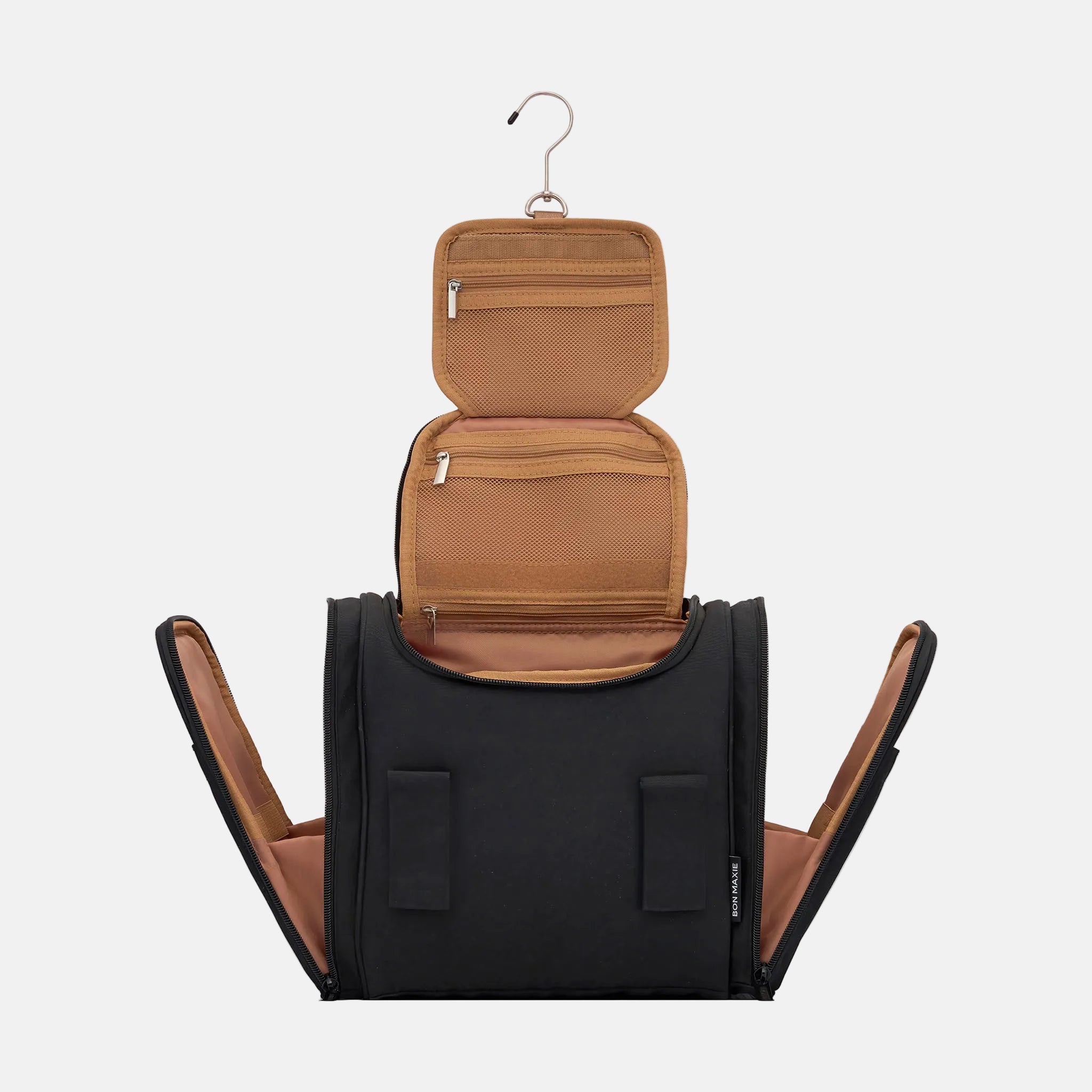 Mega Hanging Toiletry Bag with removable carry-on pouch + organisers - Black