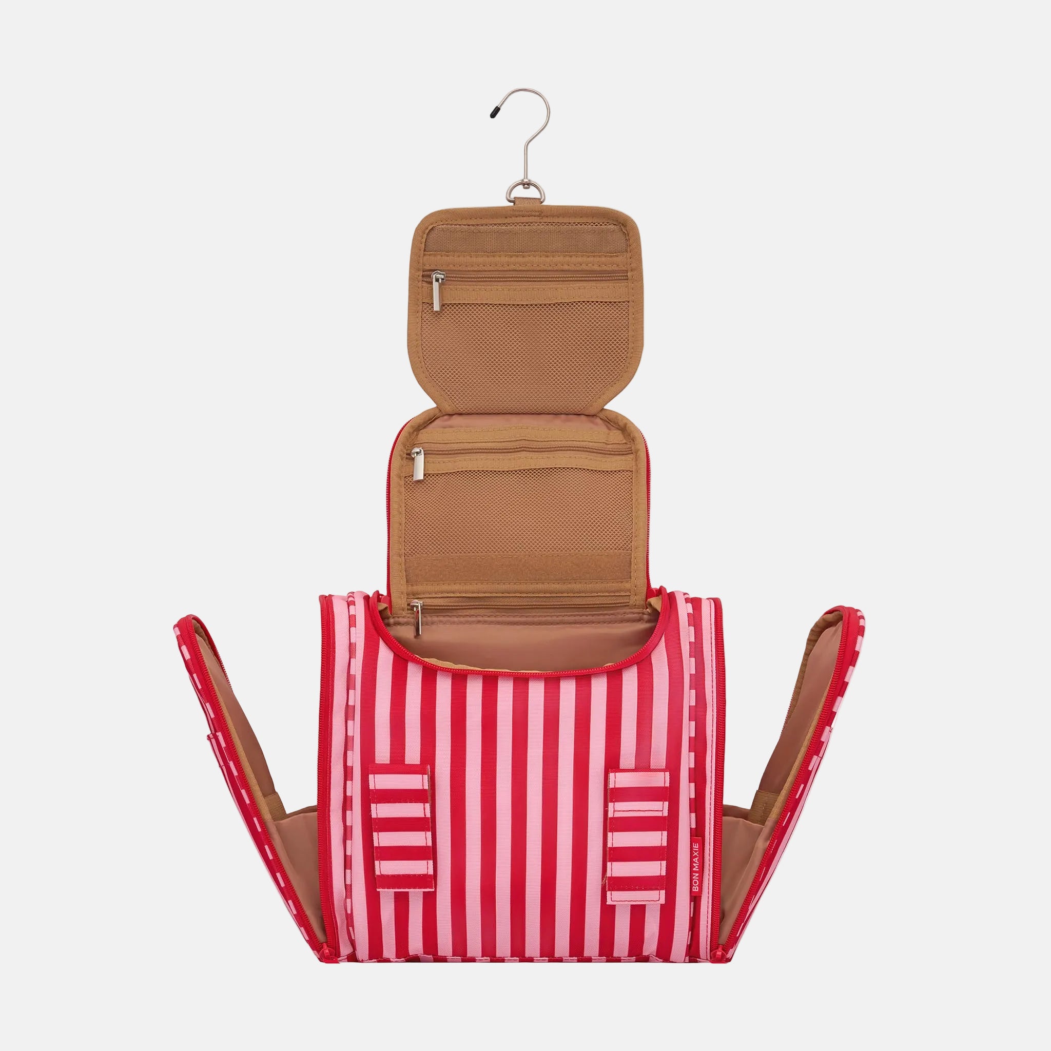 Mega Hanging Toiletry Bag + Day Pouch + Pouch Duo - Pink/Red Stripe