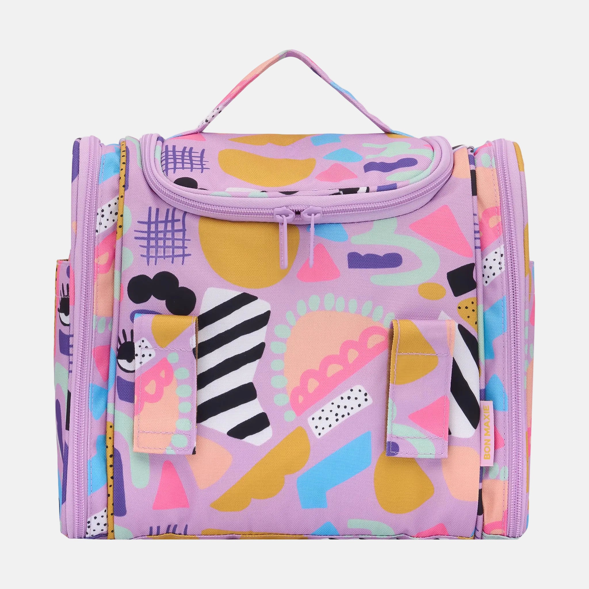 Mega Hanging Toiletry Bag with removable carry-on pouch + organisers - Eye Love Purple