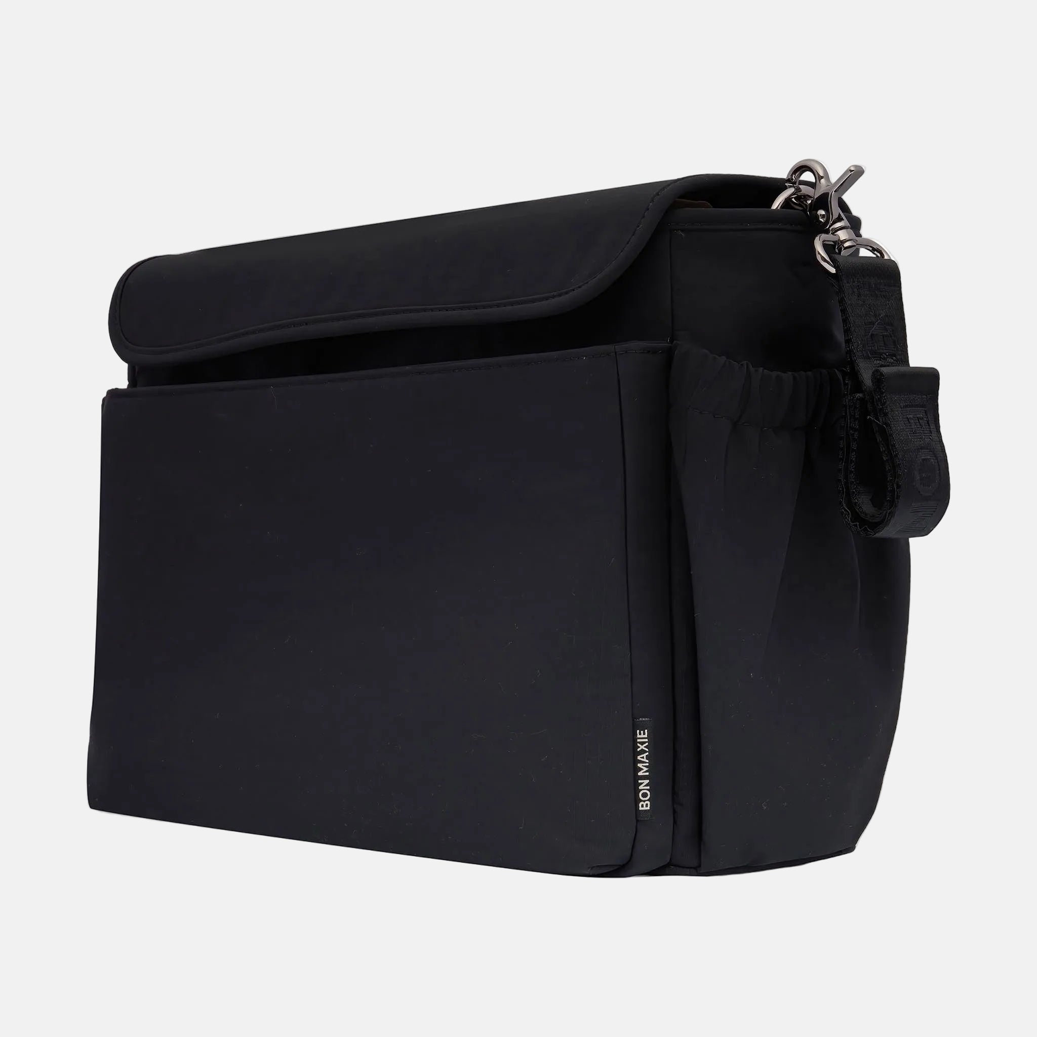 Nappy Bag/Pram Caddy Hybrid in washed nylon - Black