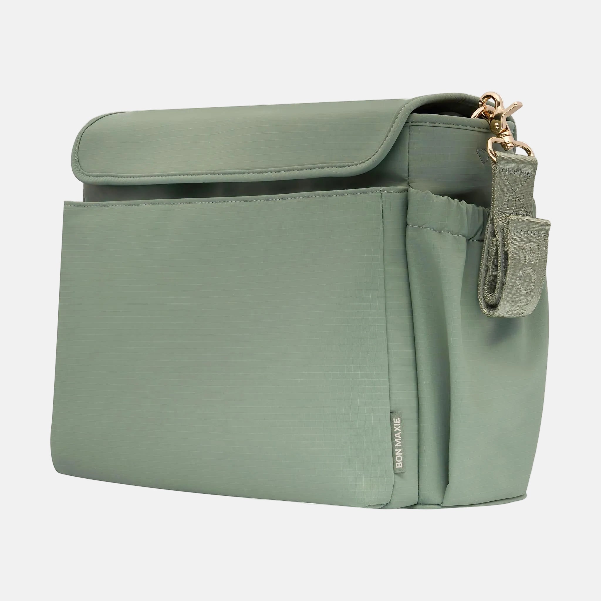 Nappy Bag/Pram Caddy Hybrid in washed nylon - Sage