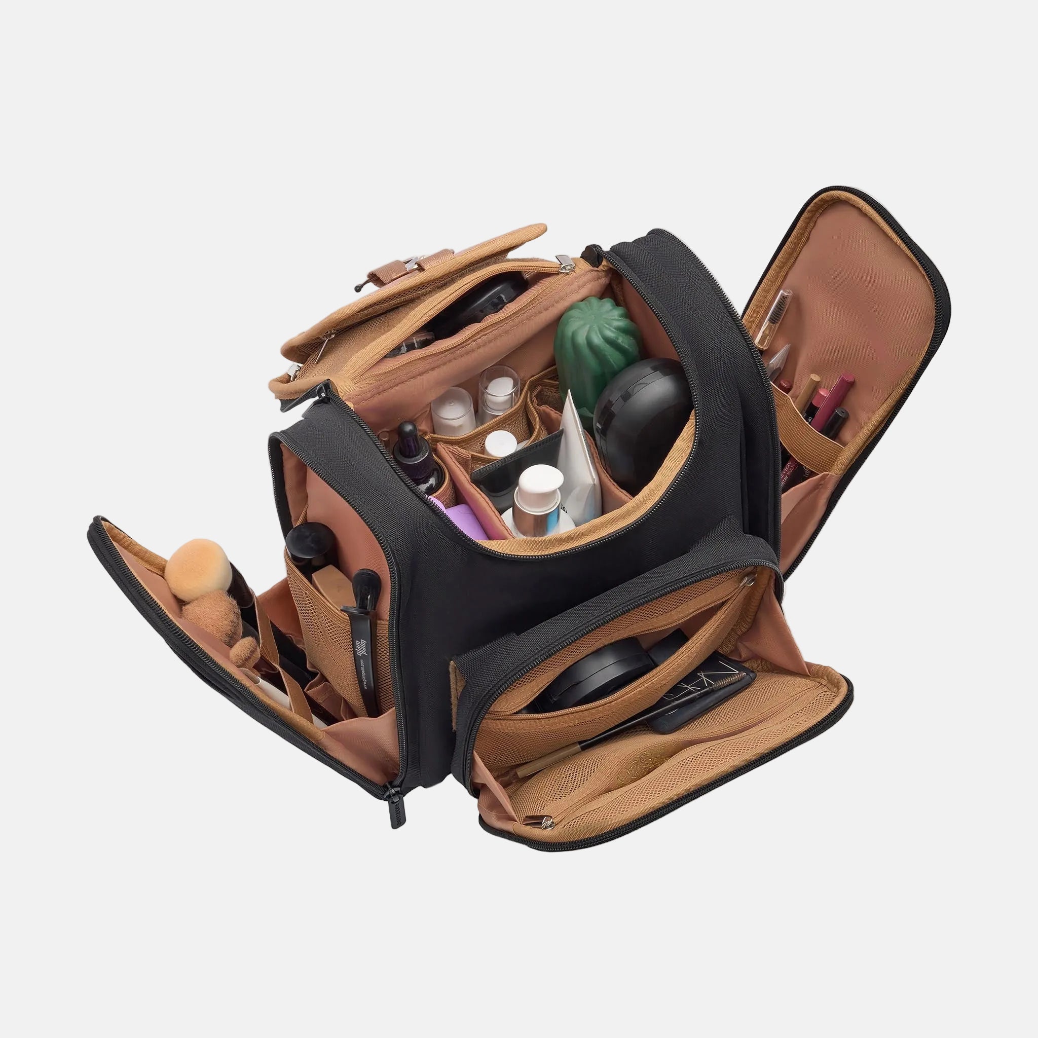 Mega Hanging Toiletry Bag with removable carry-on pouch + organisers - Pink/Red Stripe