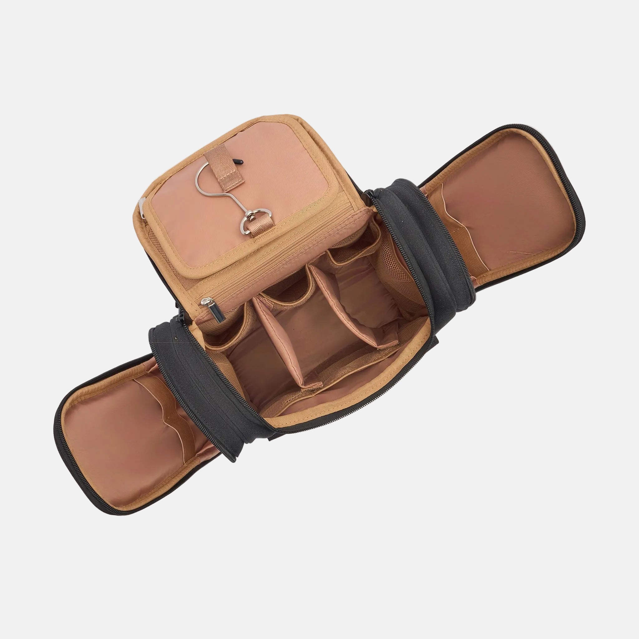 Mega Hanging Toiletry Bag with removable carry-on pouch + organisers - Pink/Red Stripe