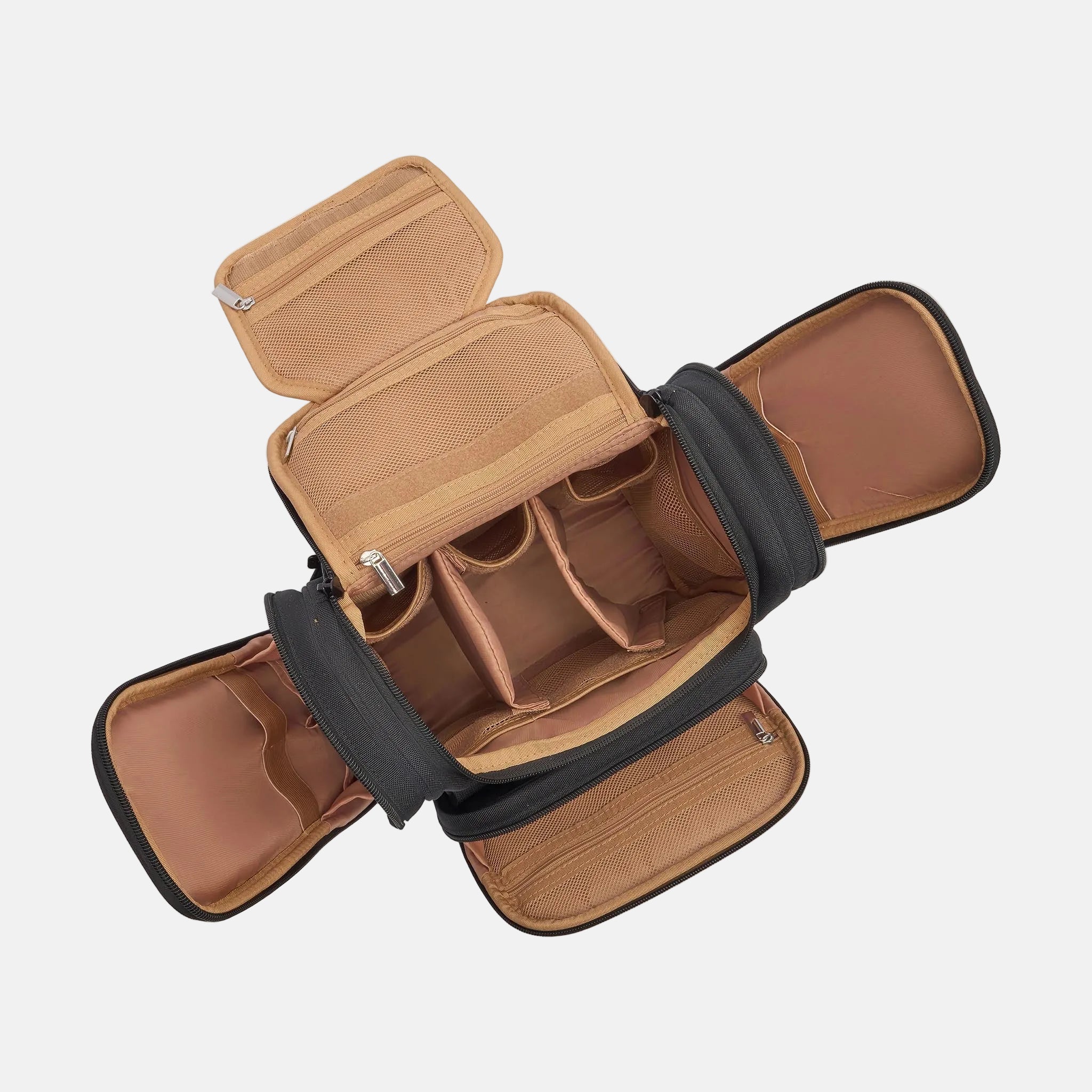 Mega Hanging Toiletry Bag with removable carry-on pouch + organisers - Pink/Red Stripe