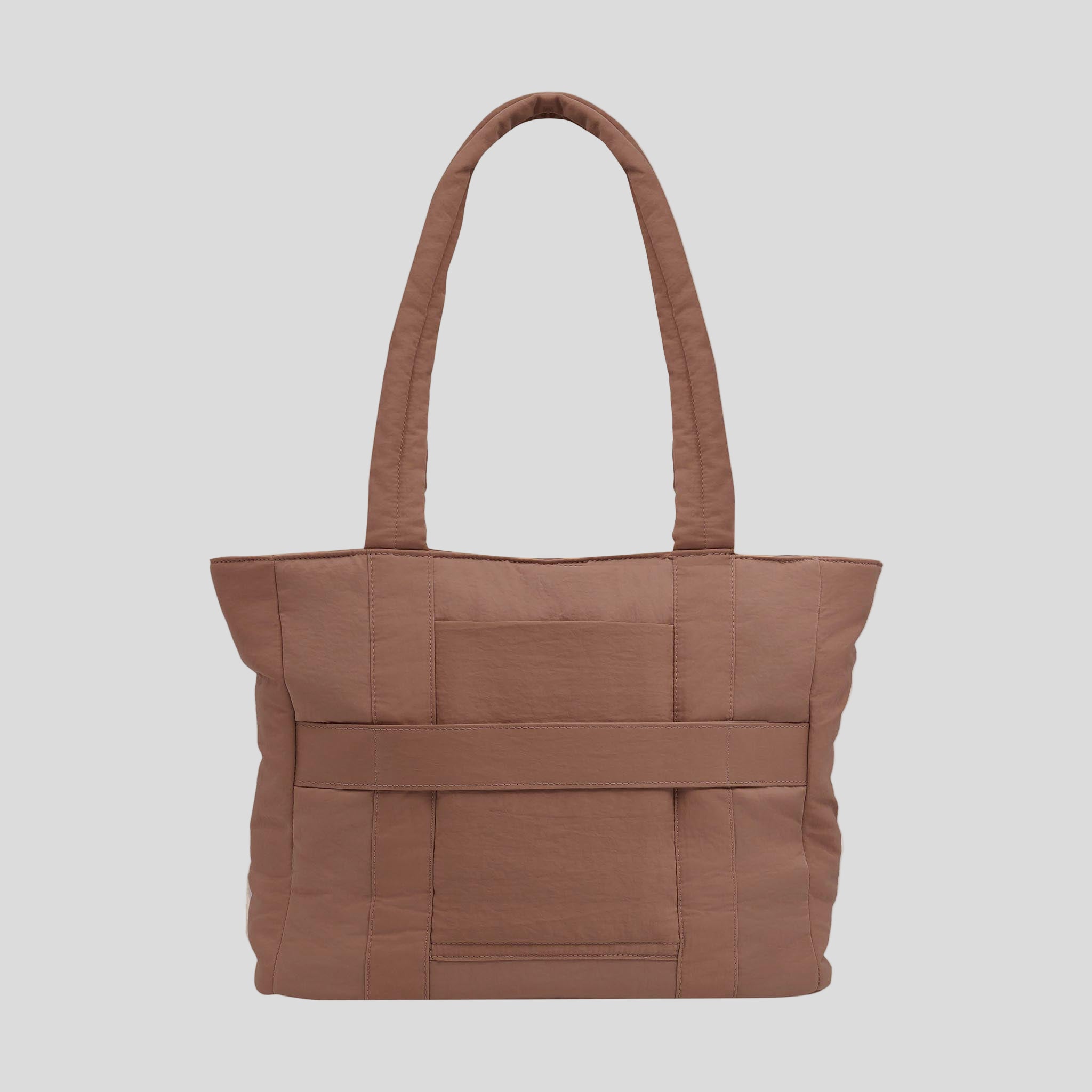 Everyday Tote Bag in washed technical nylon -- Chocolate
