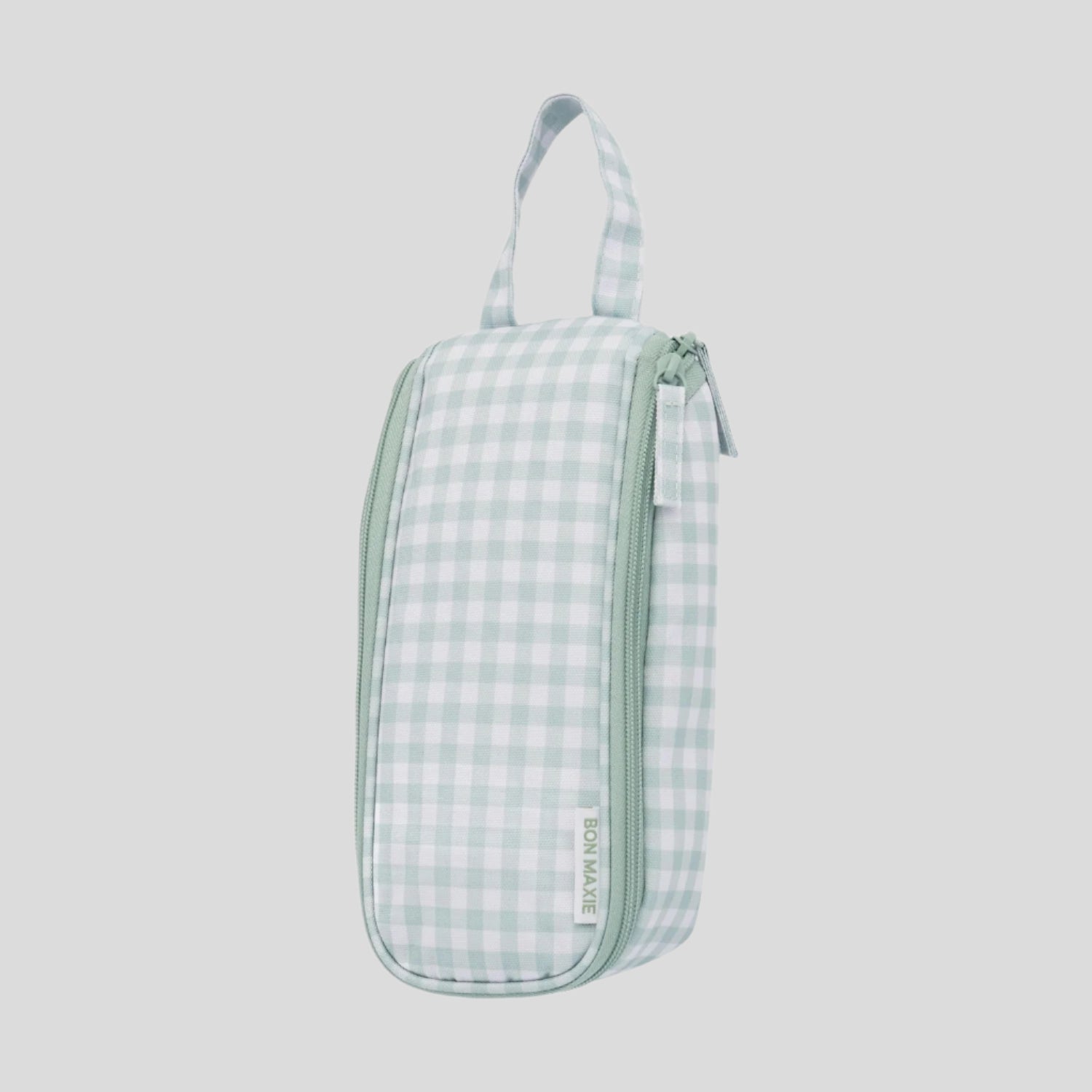 Slimline Toiletry Bag -- Sage Gingham