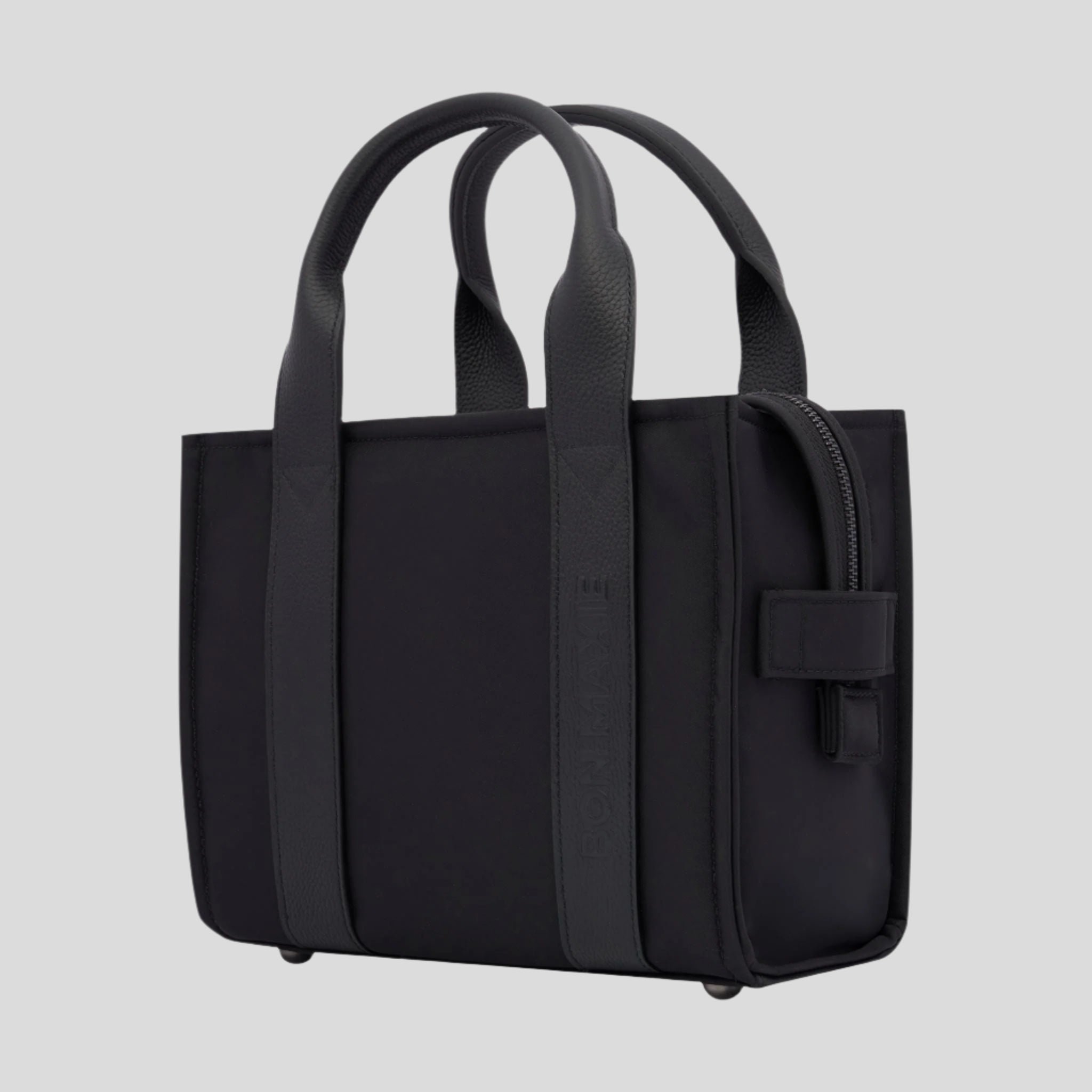 Micro Structured Tote Bag- Black (Leather/Nylon)