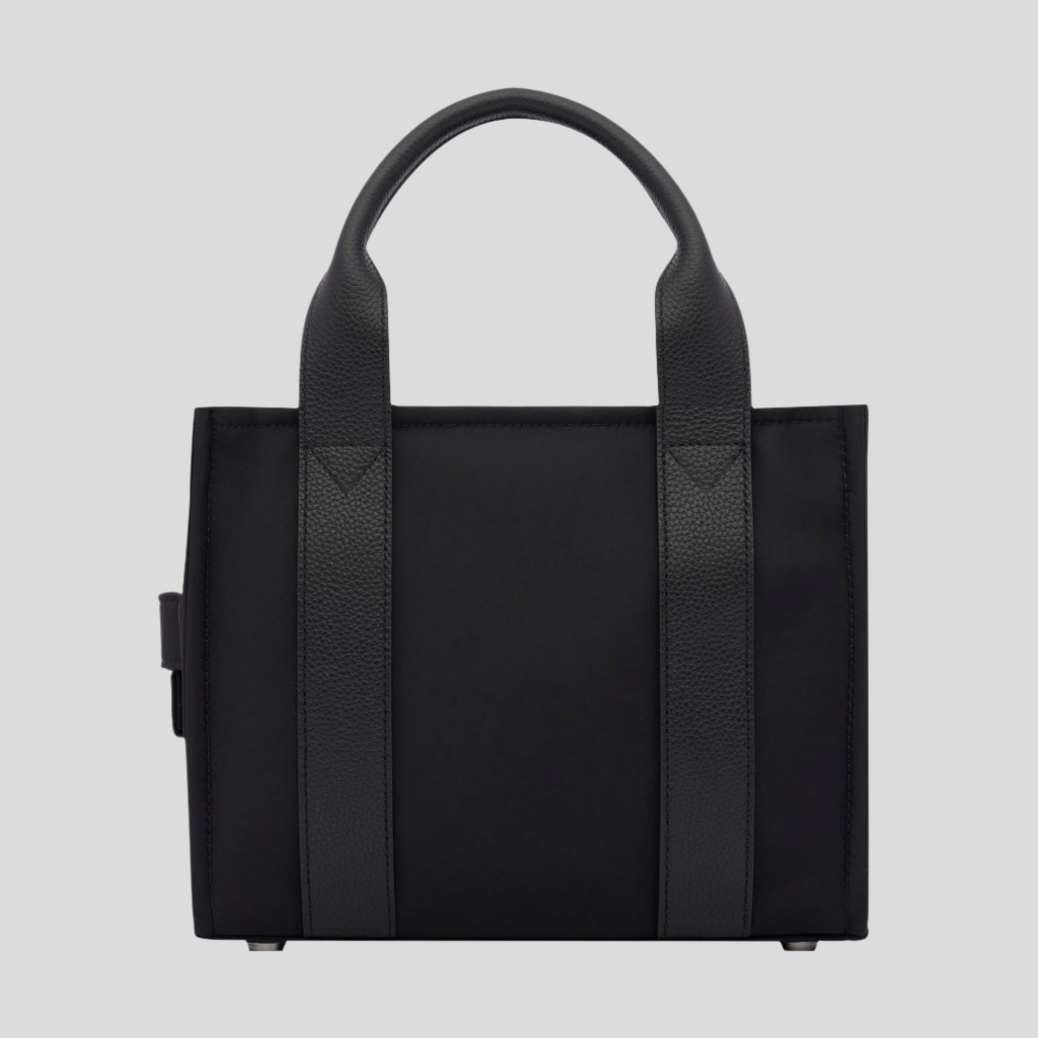 Micro Structured Tote Bag- Black (Leather/Nylon)