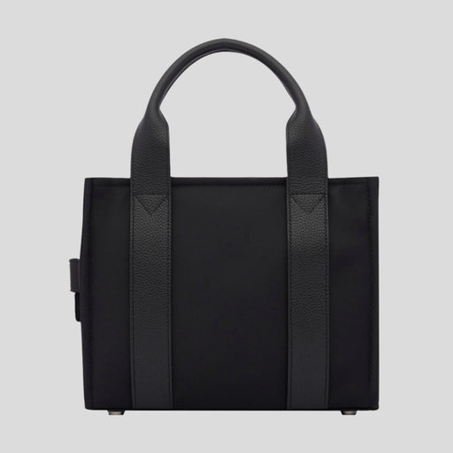 Micro Structured Tote Bag in nylon with leather -- Black