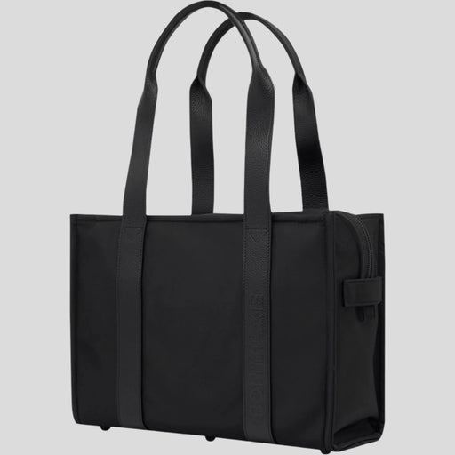 Small Structured Tote Bag - Black (Leather/Nylon)