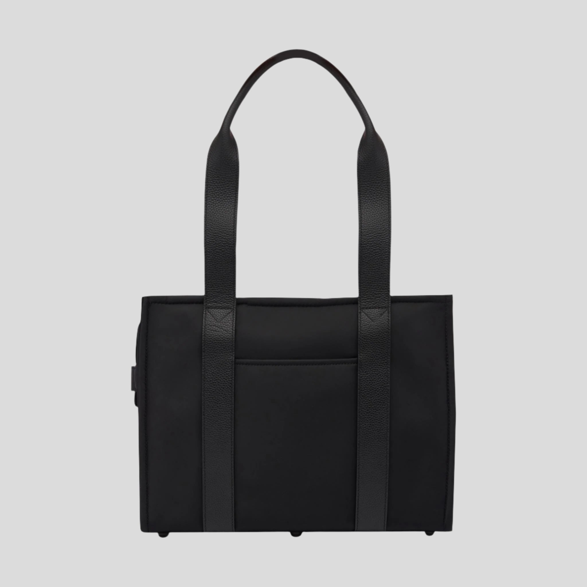 Small Structured Tote Bag - Black (Leather/Nylon)