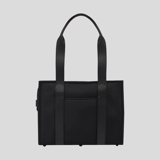 Small Structured Tote Bag - Black (Leather/Nylon)