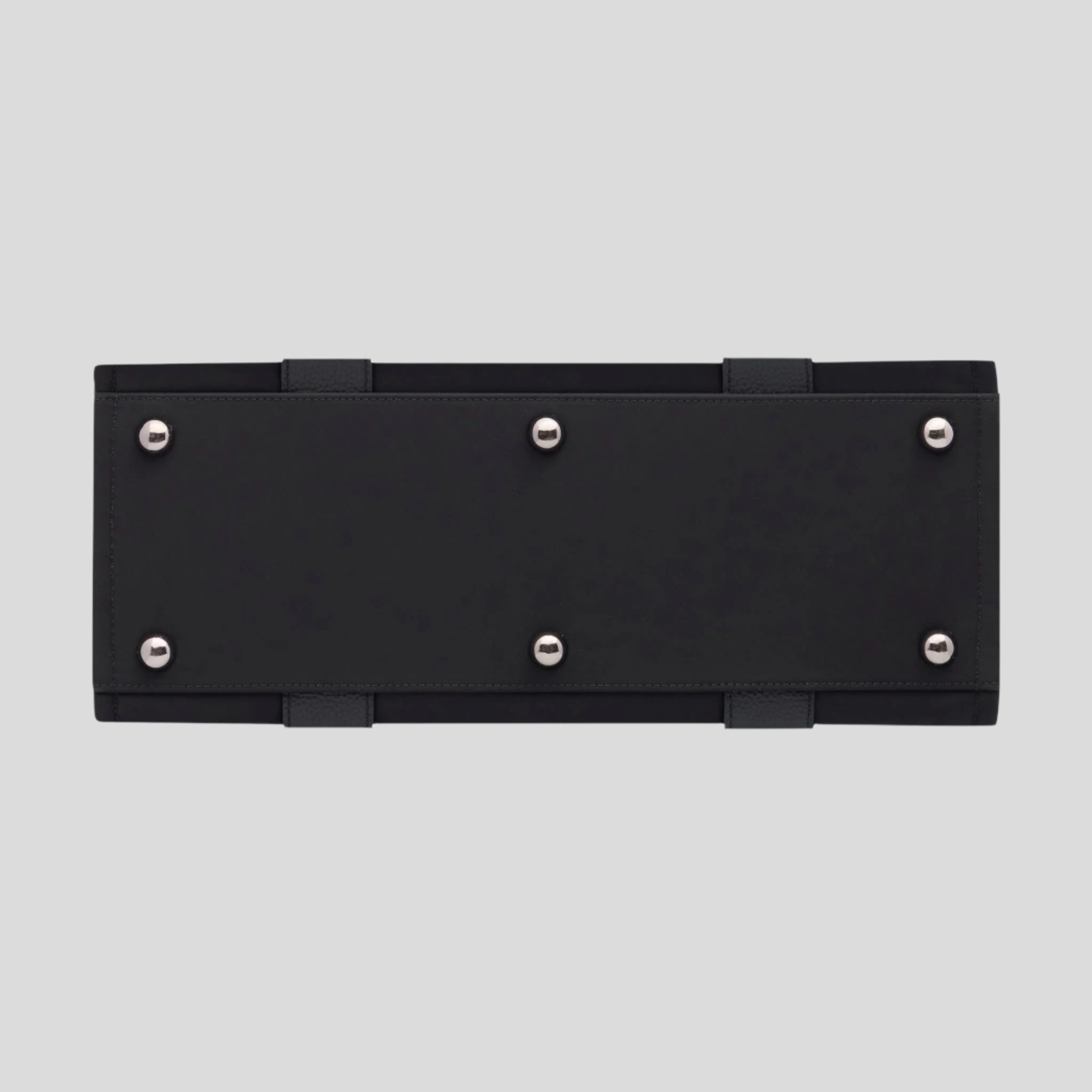 Small Structured Tote Bag - Black (Leather/Nylon)