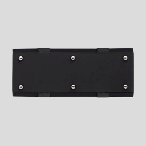 Small Structured Tote Bag - Black (Leather/Nylon)