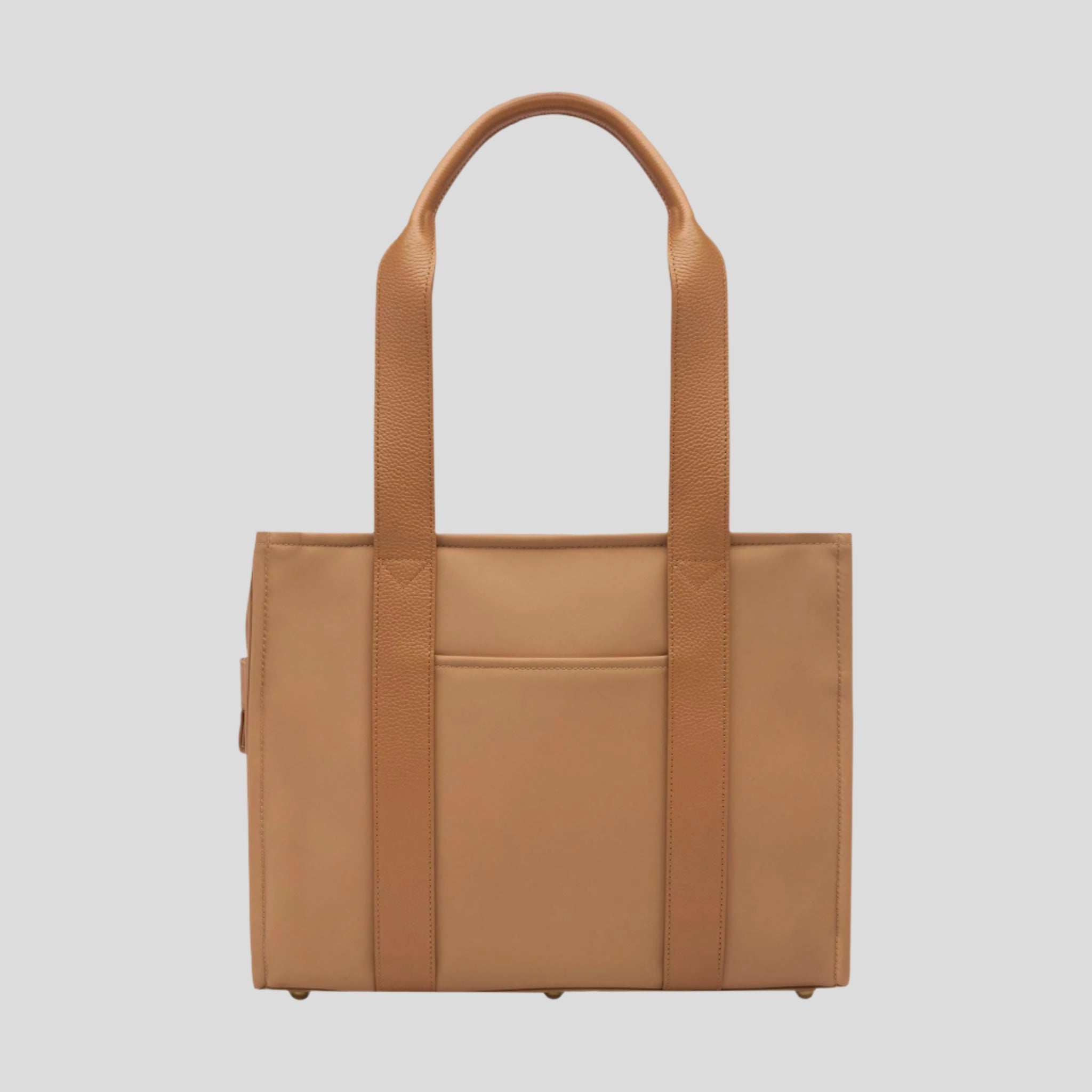 Small Structured Tote Bag - Tan (Leather/Nylon)