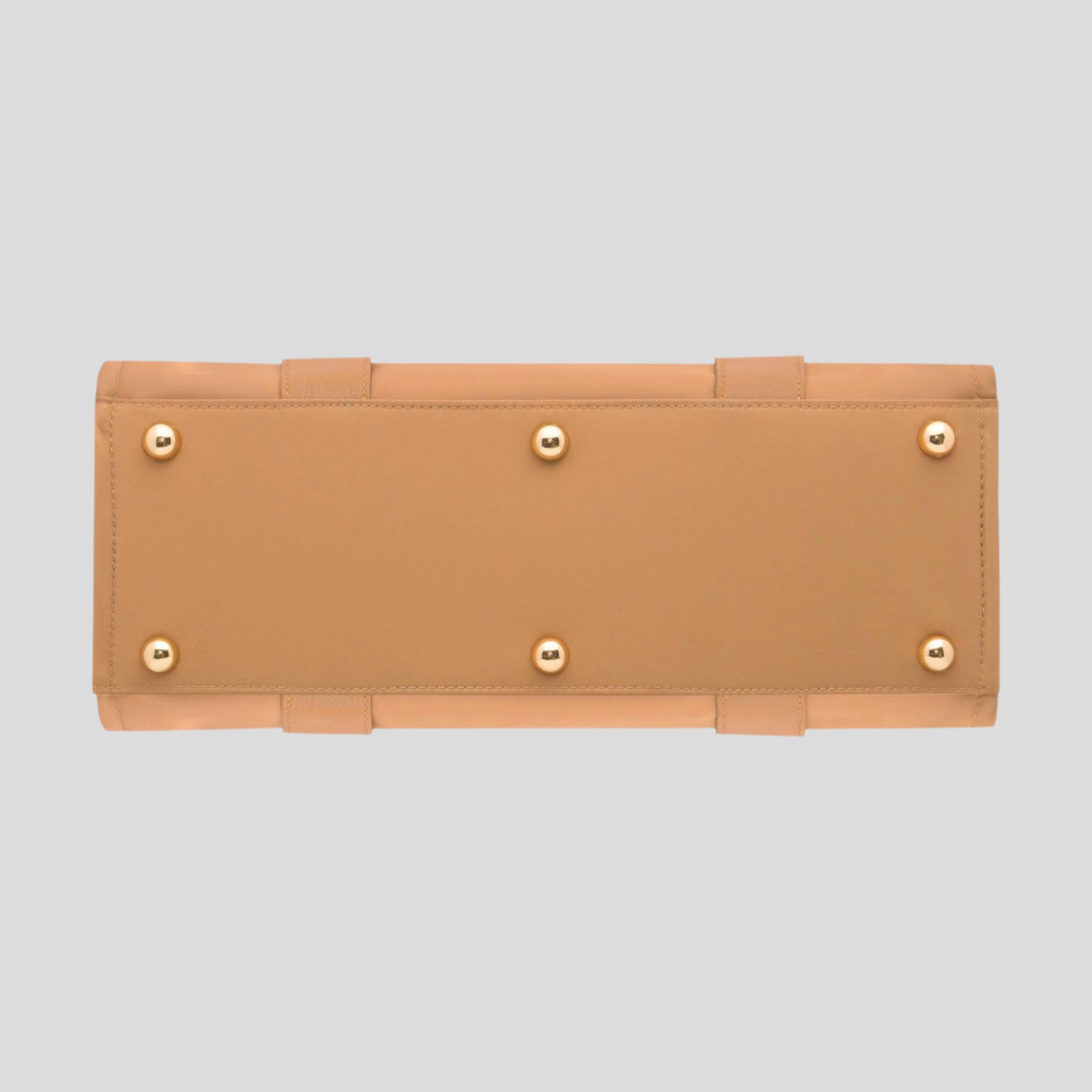 Small Structured Tote Bag - Tan (Leather/Nylon)