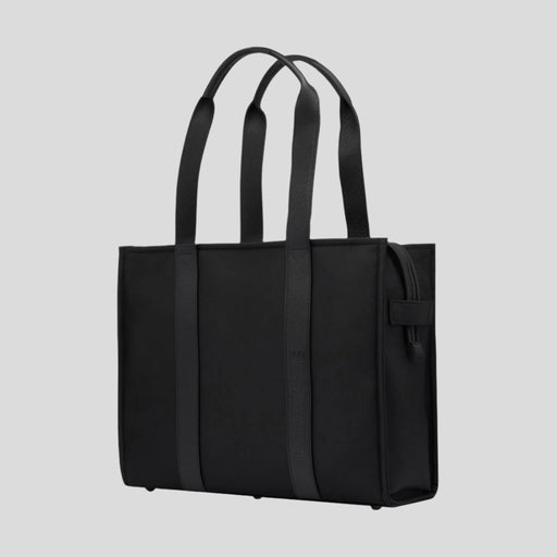 Large Structured Tote Bag - Black (Leather/Nylon)