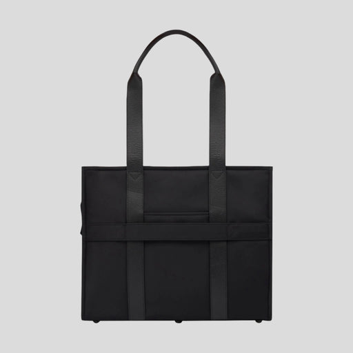 Large Structured Tote Bag - Black (Leather/Nylon)