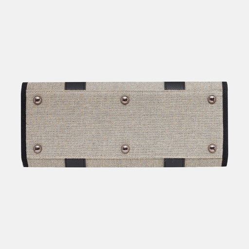 The Medium Bon Vivant Structured Tote - Jute/Leather -- Black