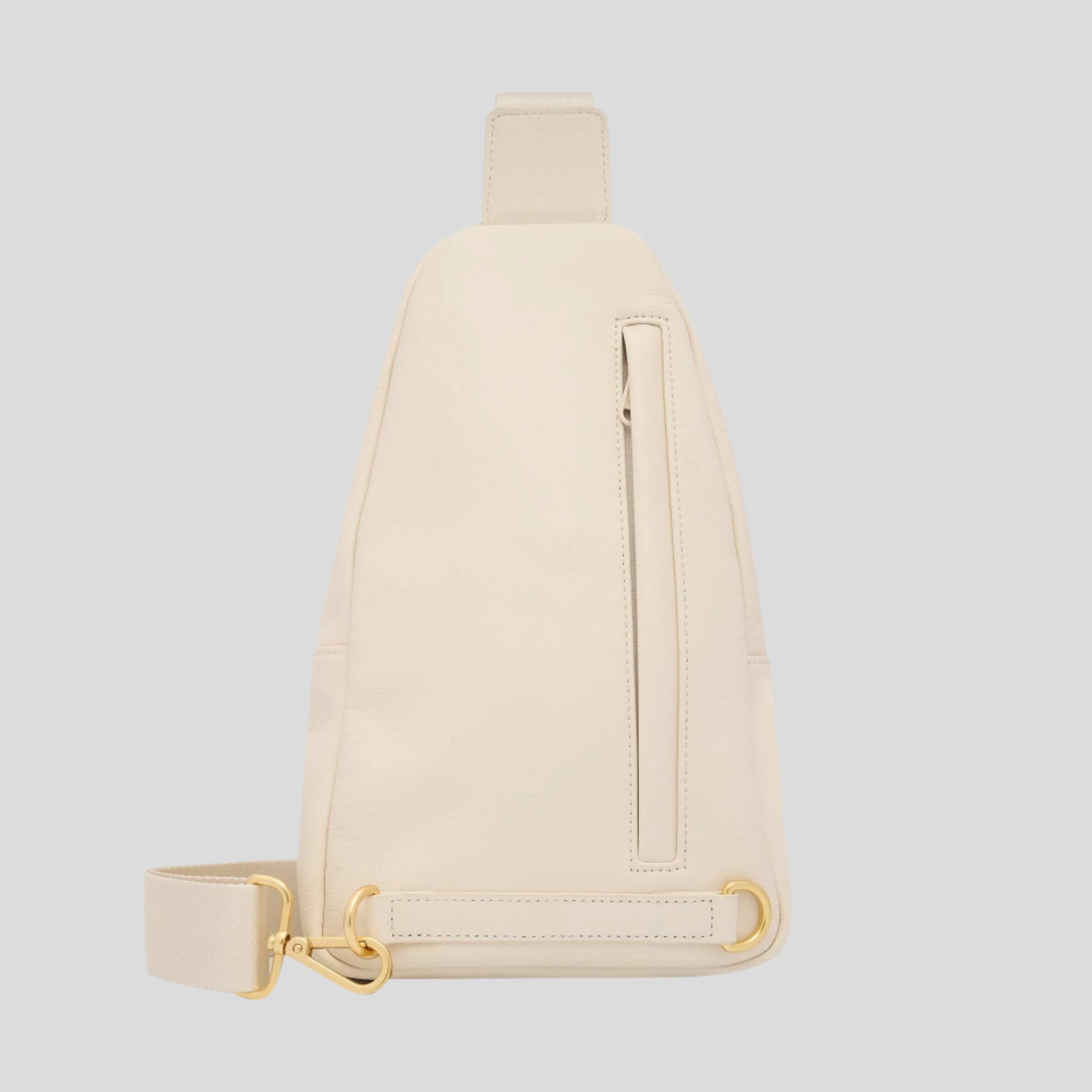 Multiwear Leather Crossbody Sling Bag -- Cream Bold Logo