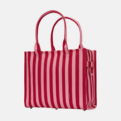 Large Bon Vivant Structured Tote - Pink/Red Stripe