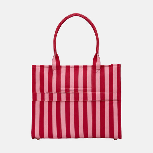 Large Bon Vivant Structured Tote - Pink/Red Stripe