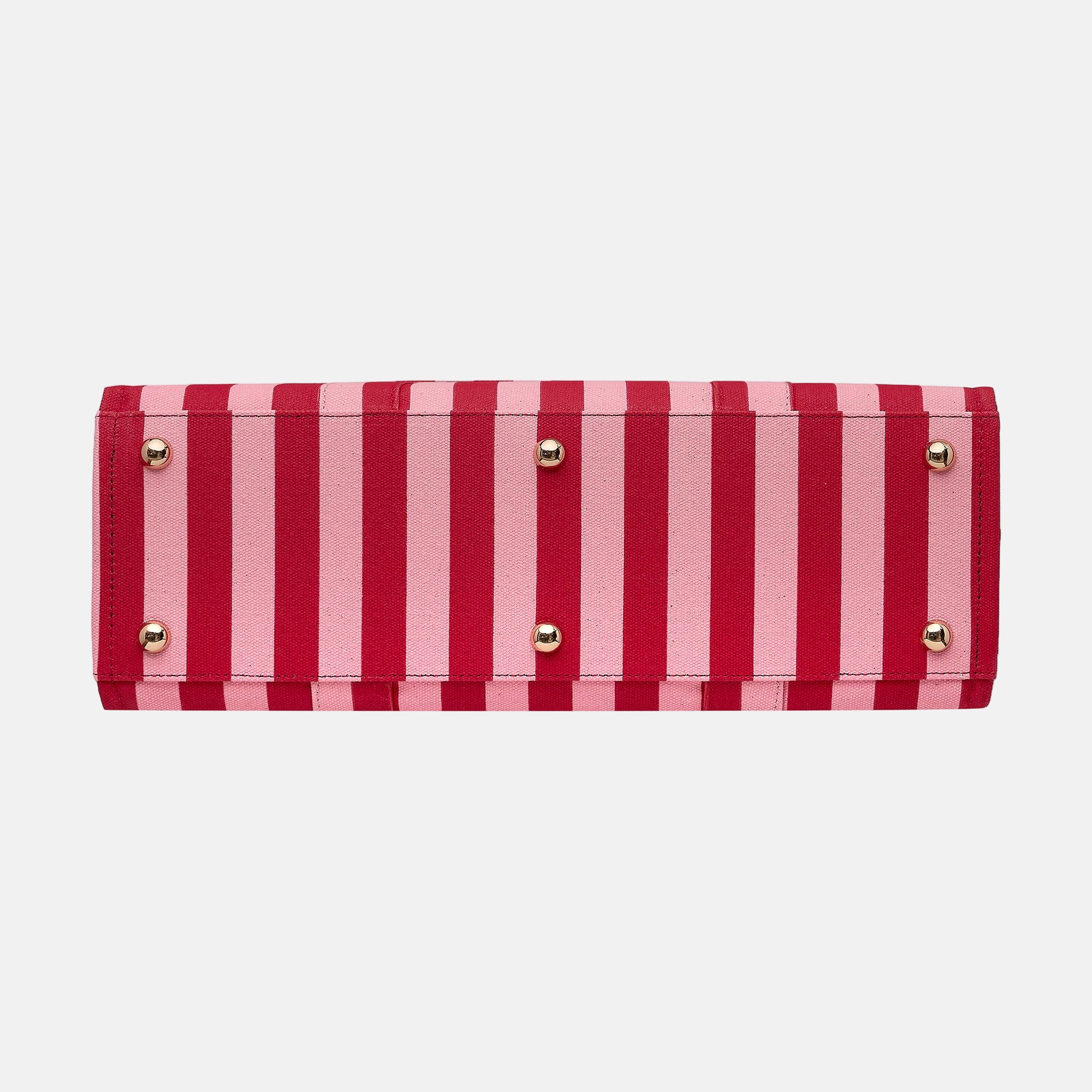 Large Structured Tote Bag in signature coated canvas - Pink/Red Stripe