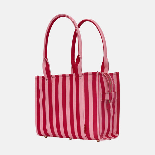 Medium Structured Tote - Pink/Red Stripe