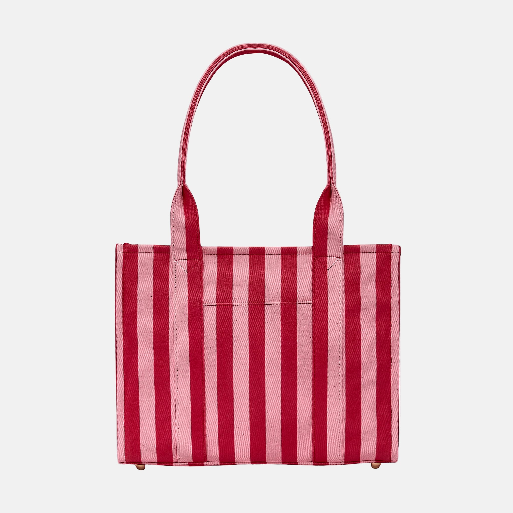Small Structured Tote Bag in coated canvas - Pink/Red Stripe