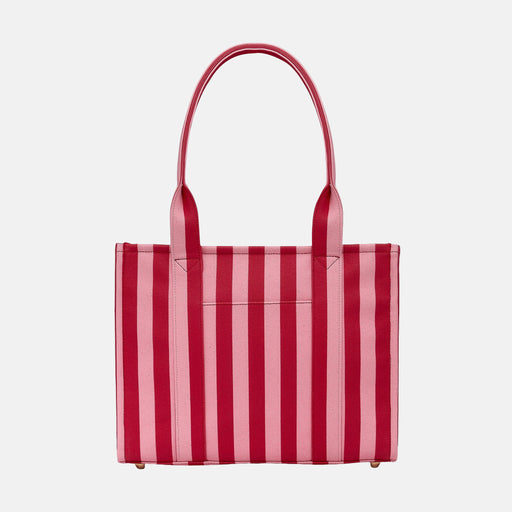 Medium Structured Tote - Pink/Red Stripe