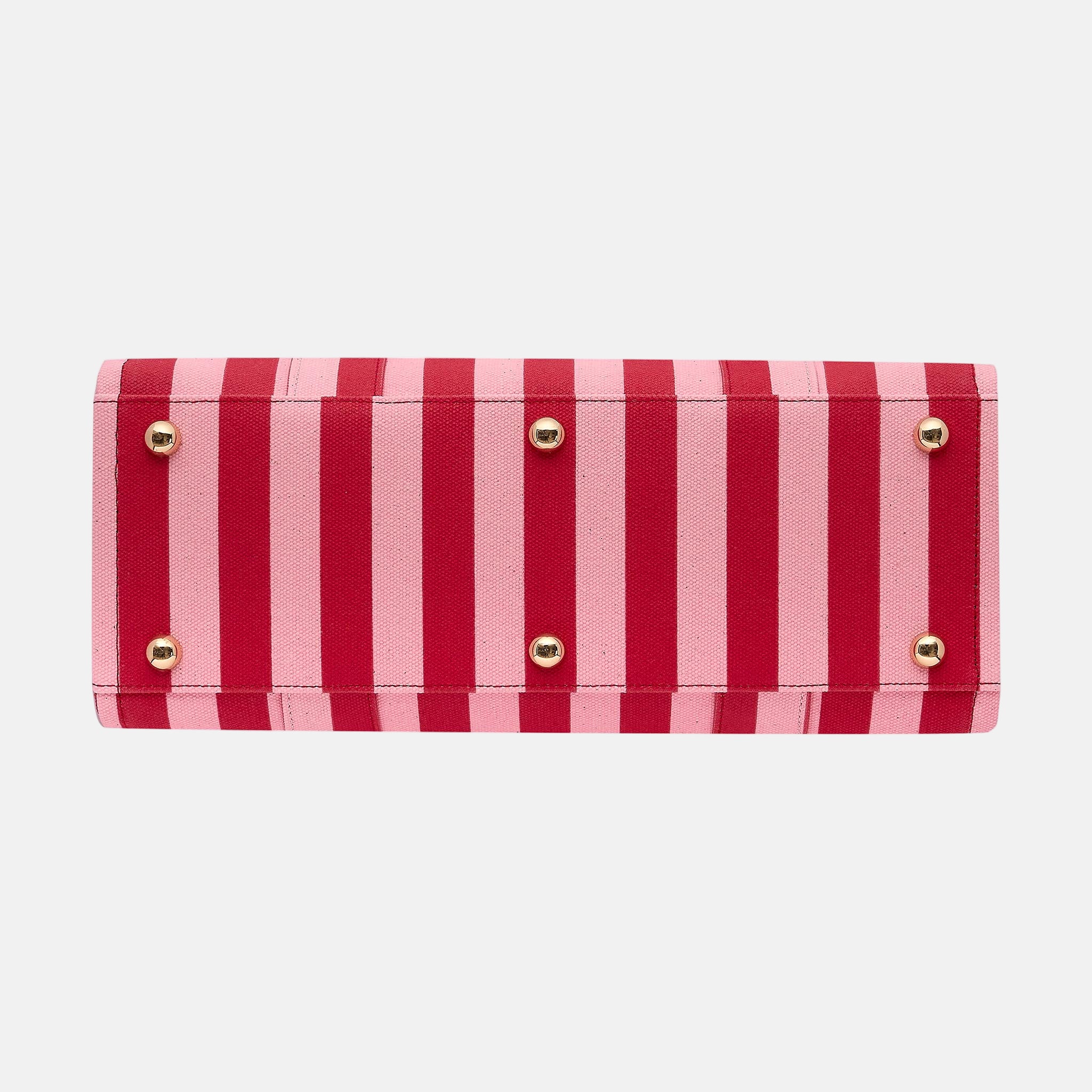 Small Structured Tote Bag in coated canvas - Pink/Red Stripe