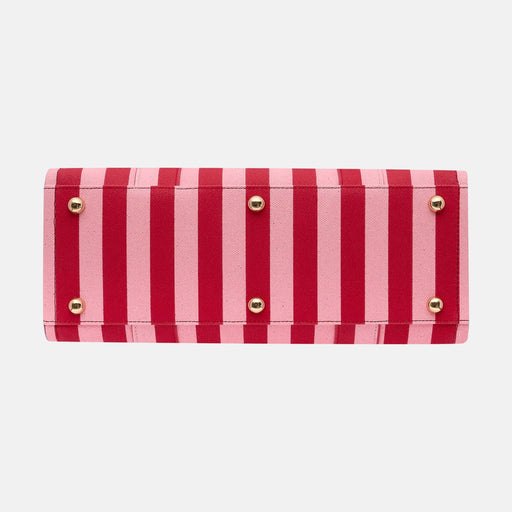 Medium Structured Tote - Pink/Red Stripe